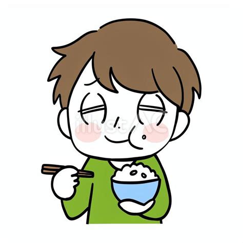 美味しそうにご飯を食べる男性イラスト No 24185233｜無料イラスト・フリー素材なら「イラストac」