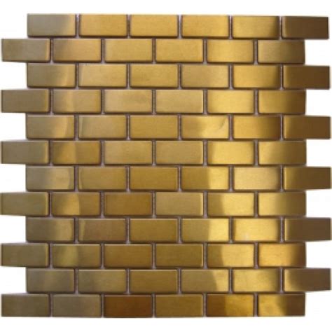 Brushed Brass Stainless Steel Rectangular Mosaic Tile