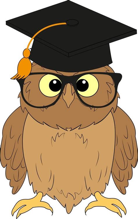 A Cute Owl With Glasses And A Graduation Hat On A White Background For