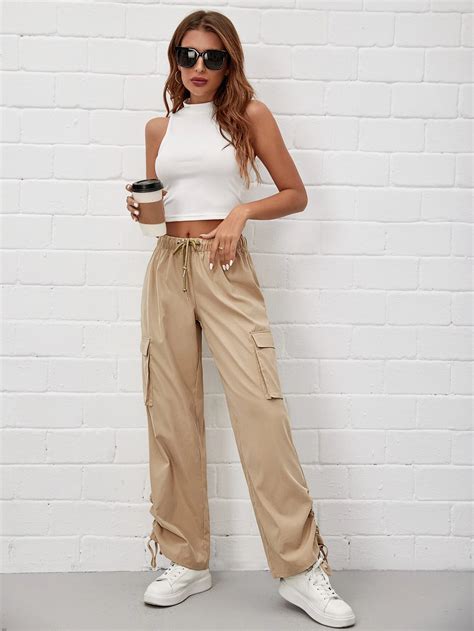 SHEIN EZwear Pantalon cargo à cordon à poche à rabat Mode en ligne