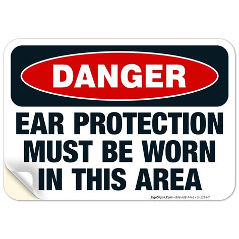 Danger Ear Protection Must Be Worn In This Area Sign Osha Danger Sign