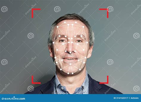 Serious Man And Facial Recognition Technology Concept Stock Image