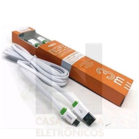 Cabo Usb Carga E Dados Refor Ado Metros Tipo C Kaidi Shopee Brasil