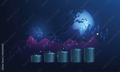 Fototapeta Stock Market Investment Trading World Map And Graph Chart