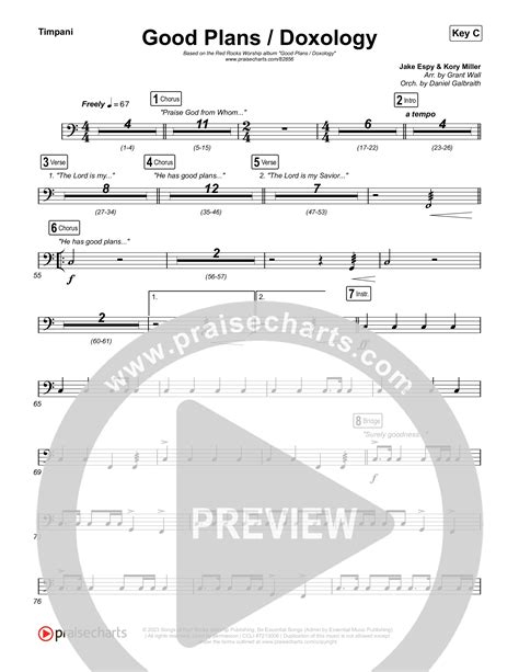 Good Plans Doxology Timpani Sheet Music Pdf Red Rocks Worship