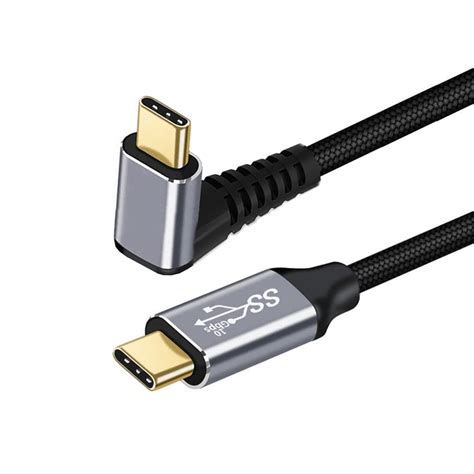 Nfhk 90 Degree Up Down Angled Type C Usb C Male To Male Usb31 10gbps 100w Data Cable For Laptop