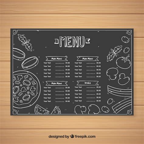 Free Vector Horizontal Restaurant Menu Template In Blackboard Style