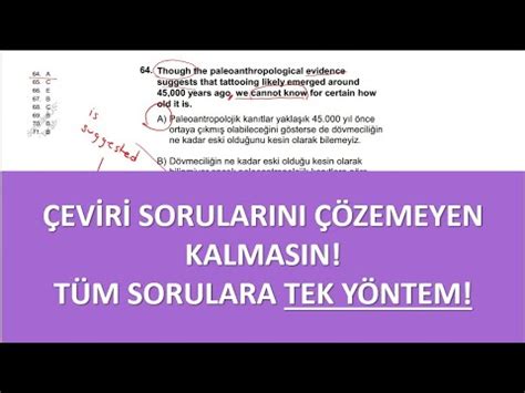 ÇEVİRİ SORULARI NASIL ÇÖZÜLÜR TÜM SORULAR TEK YÖNTEM yks2023