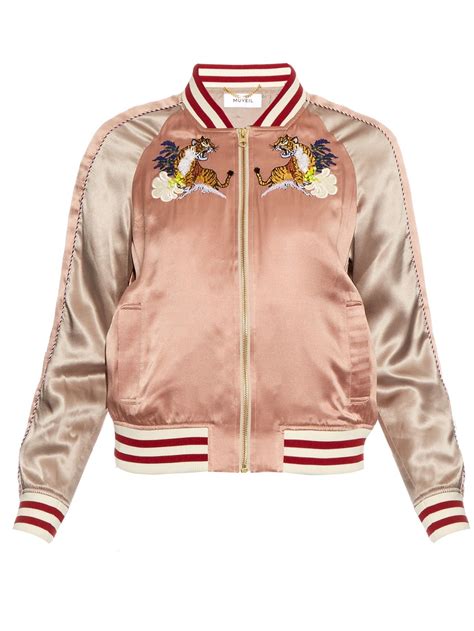 Embroidered Silk Bomber Jacket Muveil Matchesfashion Us Silk