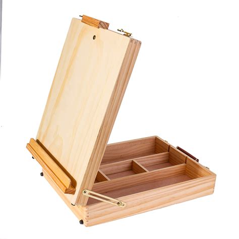 New Multifunctional Oil Painting Box Pine Wood Portable Easel Toolbox