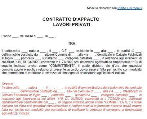 Contratto Di Appalto Superbonus 110 Il Modello PDF Da Scaricare BibLus