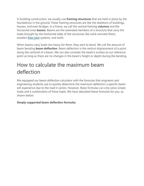 SOLUTION: Beam deflection calculator - Studypool