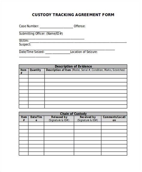 Printable Chain Of Custody Form Template