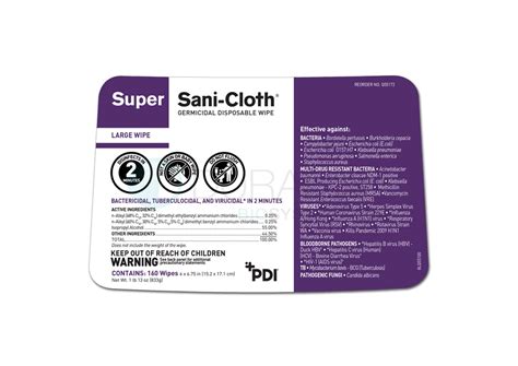 Pdi Q55172 Super Sani Cloth Prime Germicidal Disposable Wipe