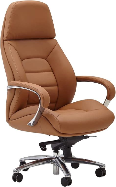 Finebuy Designer Office Chair Cover Real Leather Caramel Desk Chair Up