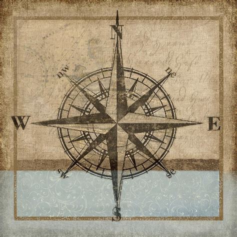 Compass Rose I Nautical Coastal Print Wall Art By Karen Williams