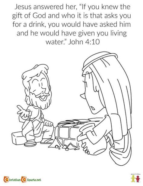 Coloring Page: The Woman at the Well (John 4:10) | Ministry-To-Children