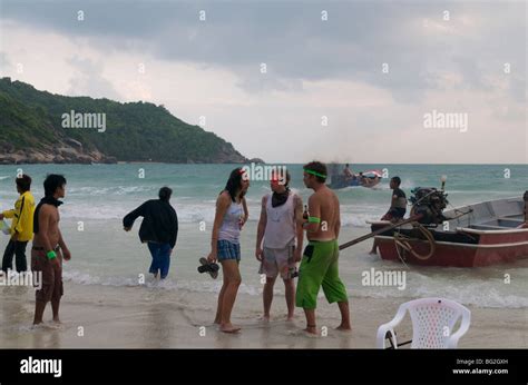 Taxi Boat After Full Moon Party Haad Rin Koh Phangan Thailand Stock