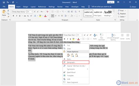 Cách giãn đoạn, chỉnh khoảng cách đoạn trong Word
