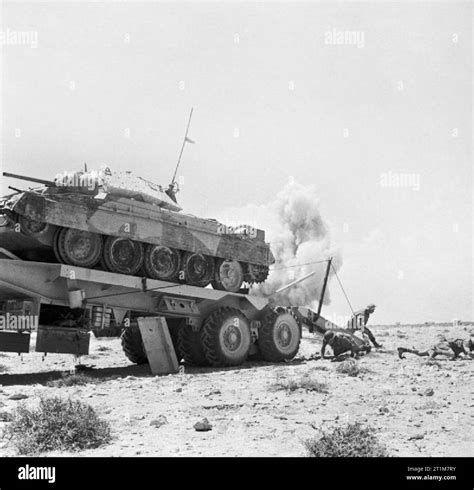 The British Army In North Africa 1942 Staged Photograph Of Enemy Shells Exploding Nearby As