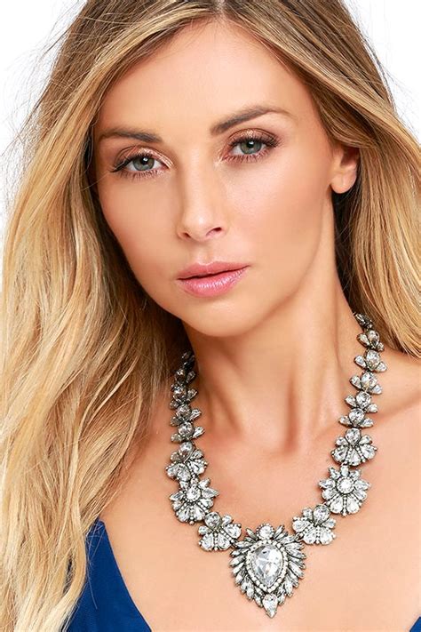 Stunning Gold Rhinestone Necklace Statement Necklace 3200 Lulus