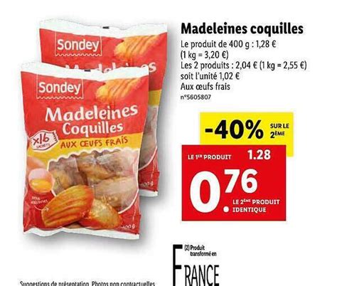 Promo Madeleines Coquilles Sondey Chez Lidl