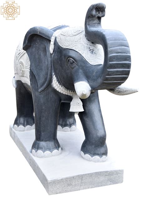 44 Large Beautifully Carved Elephant Figure Granite Stone Statue