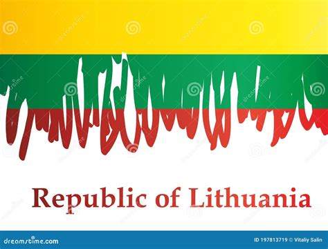 Flag Of Lithuania Republic Of Lithuania Vector Illustration Stock