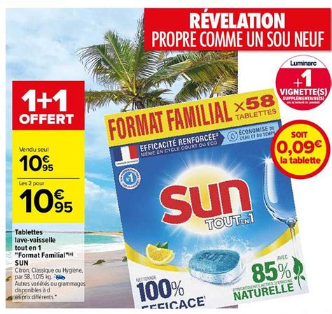 Promo Tablettes Lave Vaisselle Tout En Format Familial Sun Chez