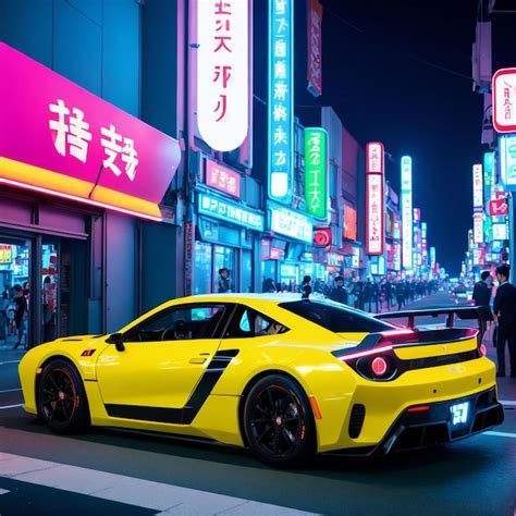 Premium Photo Futuristic Sci Fi Car In The City Night With Neon Light