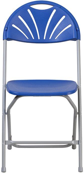 Blue Plastic Fan Back Folding Chair