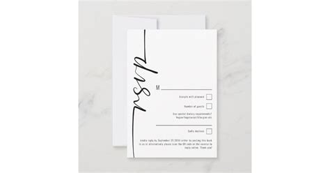 Elegant Calligraphy Qr Code Wedding Rsvp Note Card Zazzle