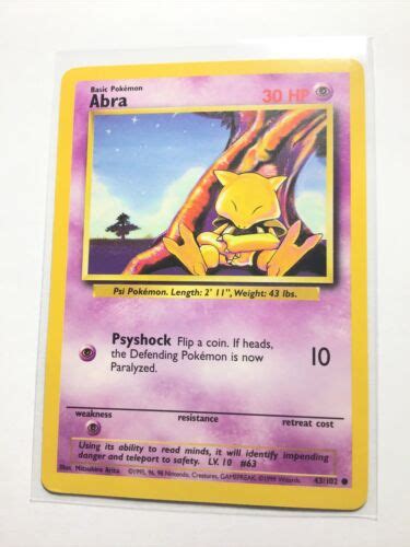 Abra Base Set Common Pokemon Card Unlimited Edition