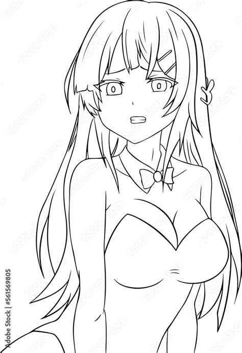 Anime Girl Lineart Drawing Sketch Of Sexy Anime Girl With Halloween Outfit Ilustração Do Stock