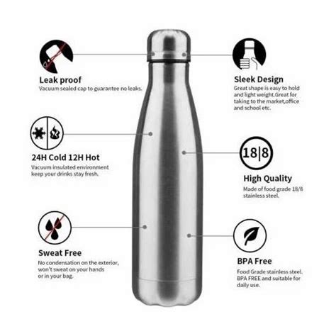 Silver Stainless Steel Water Bottle Ml At Rs Piece In Surat