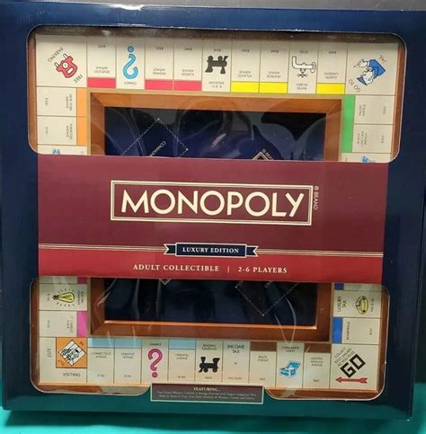 Monopoly Luxury Edition Adult Collectible Wooden Game Board Blue Face