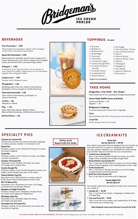 Bridgemans Ice Cream—nationwide Shipping Menu