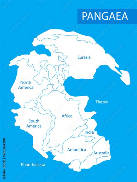 Pangaea or Pangea. Vector illustration of supercontinent that existed during the late Paleozoic ...