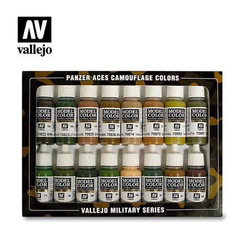 Pack de Pinturas Vallejo Camuflaje 16 Pinturas acrílicas de Model Color