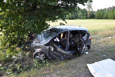 Poważny wypadek w Paproci Opel rozbił się na drzewie ZDJĘCIA Nowy