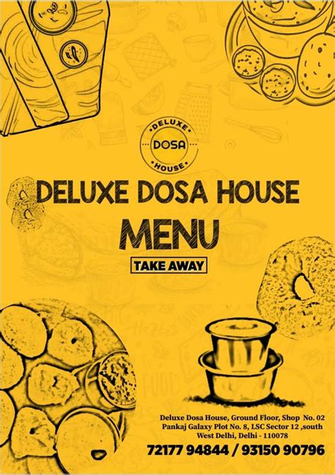 Menu at Deluxe Dosa House, Delhi