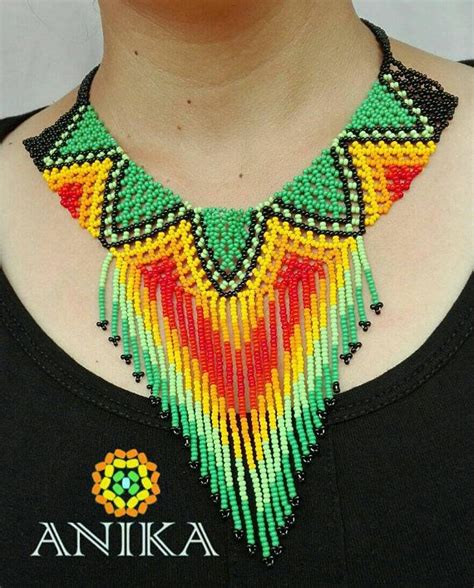 Handicraft Necklace By Embera Natives Beaded Brooch Beaded Earrings