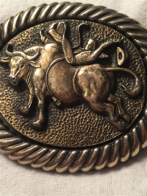 Vintage Bull Riding Cowboy Belt Buckle D Oval Appear Gem