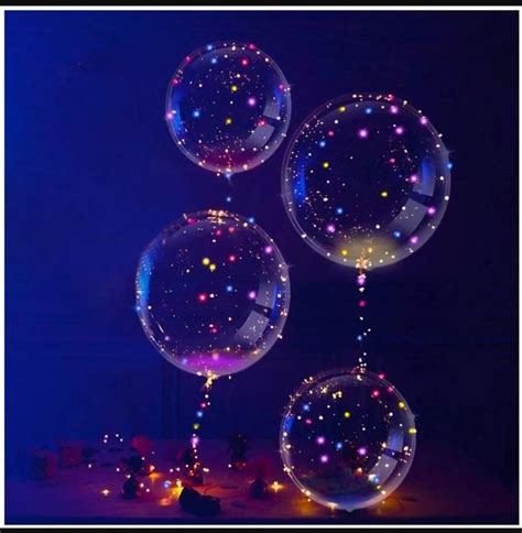 Balao Bubble Transparente Festa M Leds Vareta C Pisca Ydh