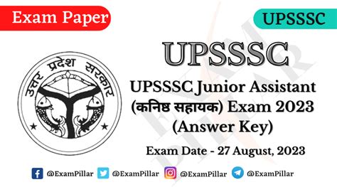 UPSSSC Junior Assistant Exam 27 August 2023 Answer Key TheExamPillar