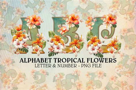 Tropical Flowers Alphabet Graphic By October Store Creative Fabrica