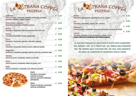 Menu At Pizzeria La Strana Coppia Nervesa Della Battaglia