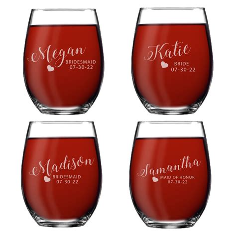 Personalized Stemless Wine Glasses Etched Wine Glasses Etsy