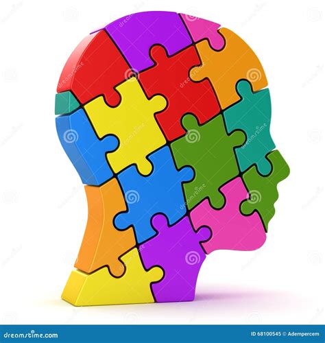 Human Head Made Of Colorful Puzzle Pieces Stock Illustration