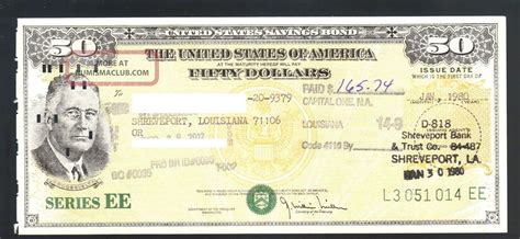 Dollars United States Of America Savings Bond Series Ee Usa